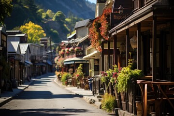 Arrowtown Historical architecture and folklore in a charming village., generative IA
