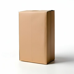 photo of a closed packaging carton on a plain white background for product mockups, etc. generative ai