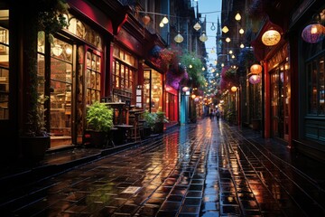 Magic Night in Melbourne, Rua Hardware Lane., generative IA