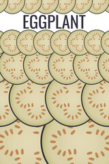 Cute cartoon eggplant frame. Vegetable aubergine border