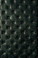 texture of dark green new leather sofa, button tufting pattern, closeup, elegant, luxury, shiny, photorealistic // ai-generated 