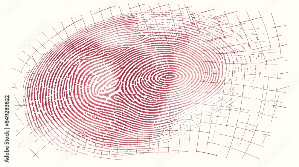 Aufkleber fingerprint scanning process with security grid and ridges