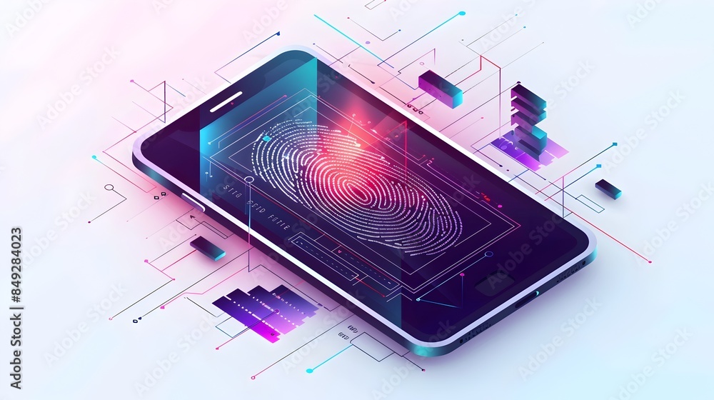 Poster mobile device scanning fingerprint for digital security and identification