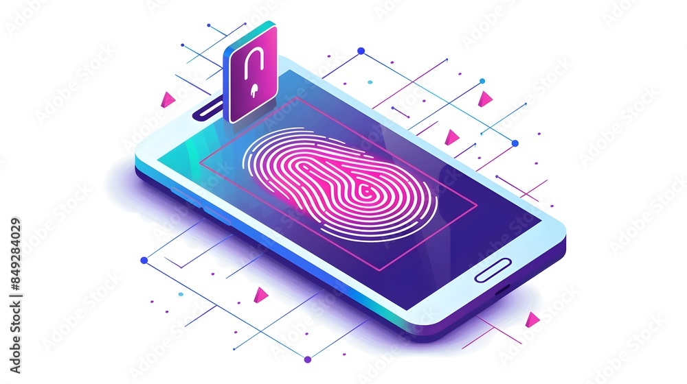 Aufkleber mobile device fingerprint scanning technology for personal security concepts