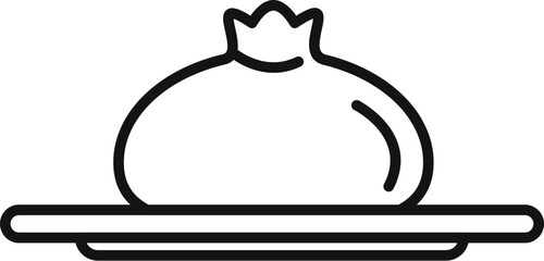 Line icon of a khinkali, a georgian dumpling, served on a plate