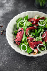 duck breast salad smoked duck meat magret natural fresh appetizer meal food snack on the table copy space food background