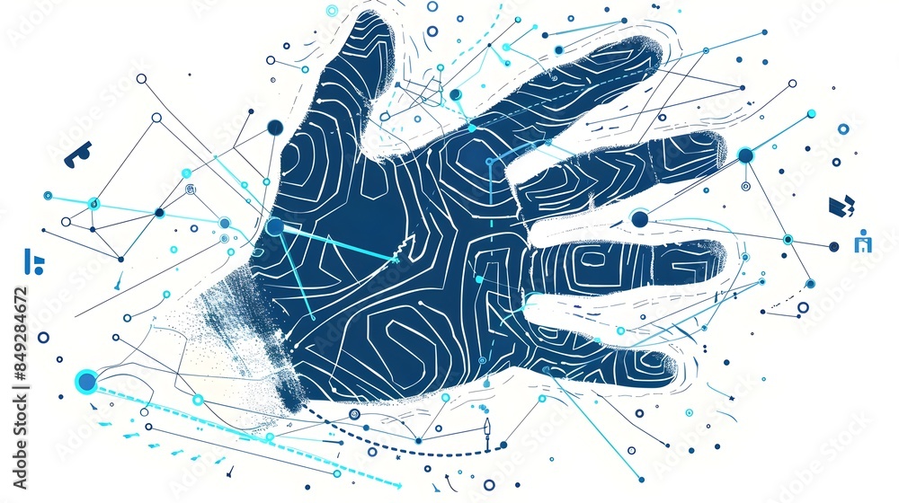 Poster detailed of palm scan for biometric security and access control