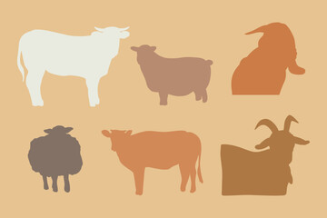 farm animals qurban illustration set collections