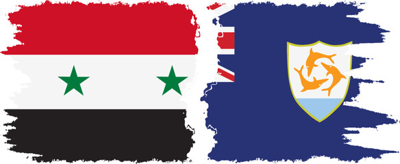 Anguilla and Syria grunge flags connection vector