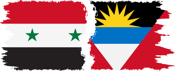Antigua and Barbuda and Syria grunge flags connection vector