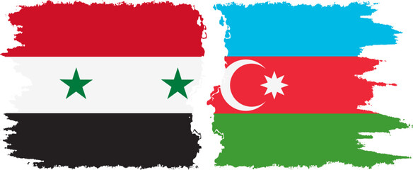 Azerbaijan and Syria grunge flags connection vector