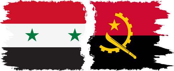 Angola and Syria grunge flags connection vector