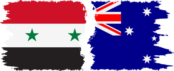 Australia and Syria grunge flags connection vector