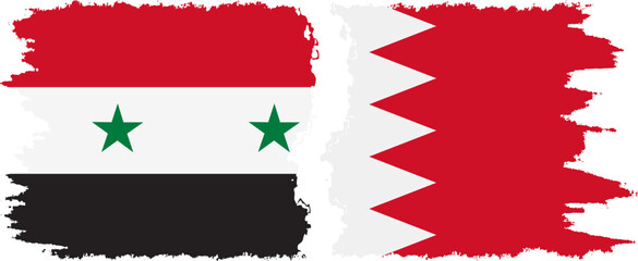 Bahrain and Syria grunge flags connection vector