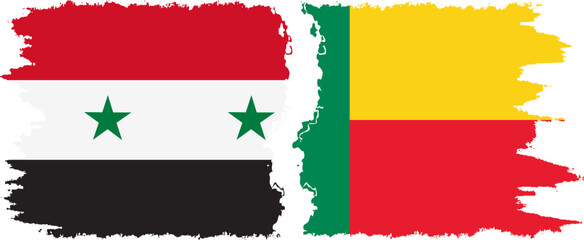 Benin and Syria grunge flags connection vector