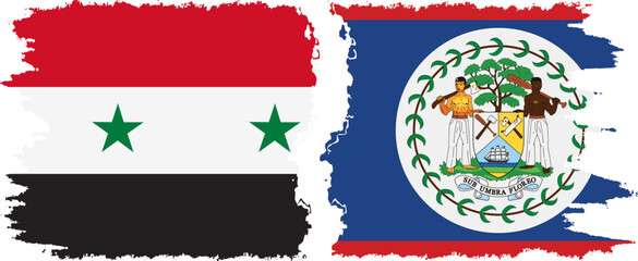 Belize and Syria grunge flags connection vector
