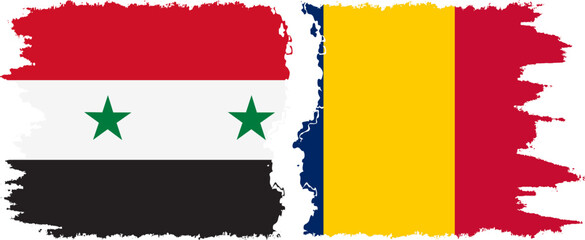 Chad and Syria grunge flags connection vector