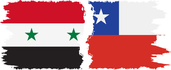 Chile and Syria grunge flags connection vector