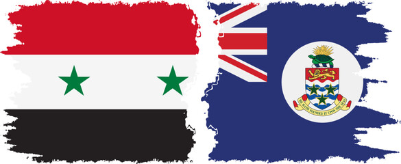 Cayman Islands and Syria grunge flags connection vector