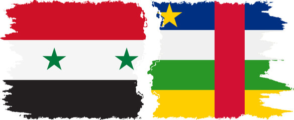 Central African Republic and Syria grunge flags connection vecto