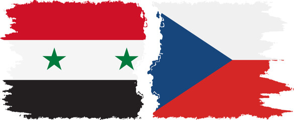 Czech and Syria grunge flags connection vector