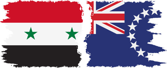 Cook Islands and Syria grunge flags connection vector