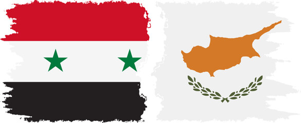 Cyprus and Syria grunge flags connection vector