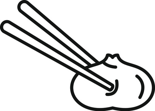 recommend clip art: Line art icon of chopsticks holding a steamed soup dumpling bun