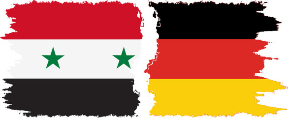 Germany and Syria grunge flags connection vector
