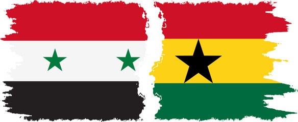 Ghana and Syria grunge flags connection vector