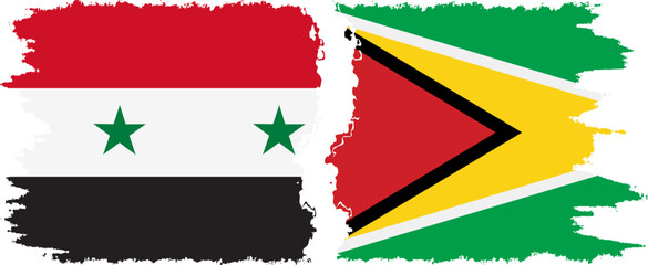 Guyana and Syria grunge flags connection vector