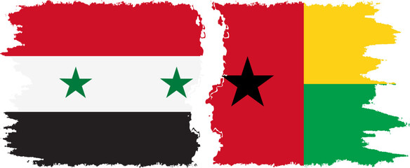 Guinea Bissau and Syria grunge flags connection vector