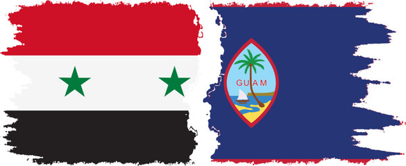 Guam and Syria grunge flags connection vector