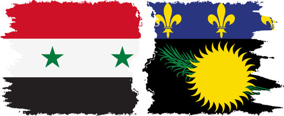 Guadeloupe and Syria grunge flags connection vector