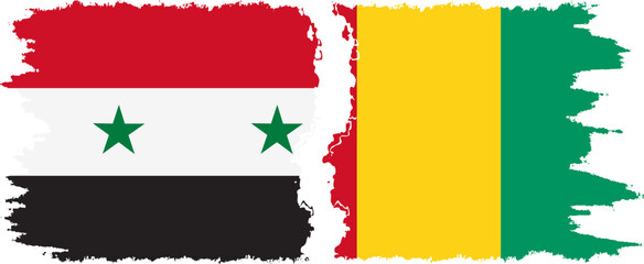 Guinea and Syria grunge flags connection vector