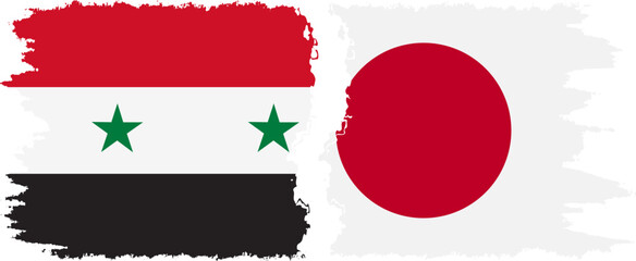 Japan and Syria grunge flags connection vector