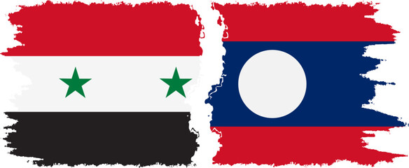Laos and Syria grunge flags connection vector