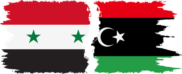 Libya and Syria grunge flags connection vector