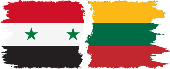 Lithuania and Syria grunge flags connection vector