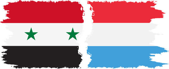 Luxembourg and Syria grunge flags connection vector