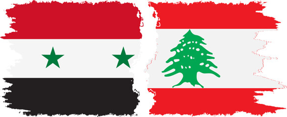 Lebanon and Syria grunge flags connection vector