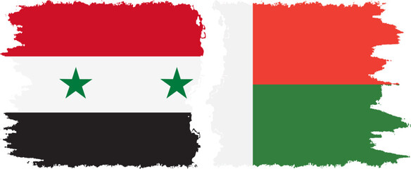 Madagascar and Syria grunge flags connection vector