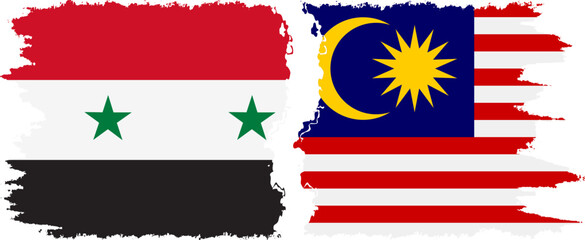 Malaysia and Syria grunge flags connection vector
