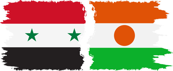 Niger and Syria grunge flags connection vector