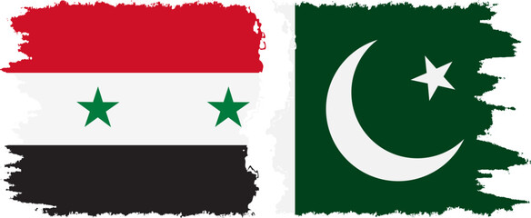 Pakistan and Syria grunge flags connection vector