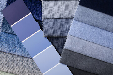 a variety of fabrics with a color palette