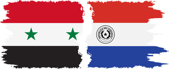 Paraguay and Syria grunge flags connection vector