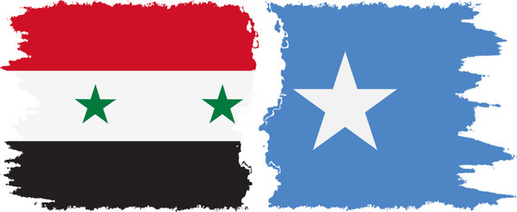 Somalia and Syria grunge flags connection vector