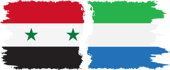 Sierra Leone and Syria grunge flags connection vector