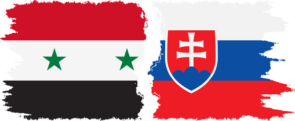 Slovakia and Syria grunge flags connection vector